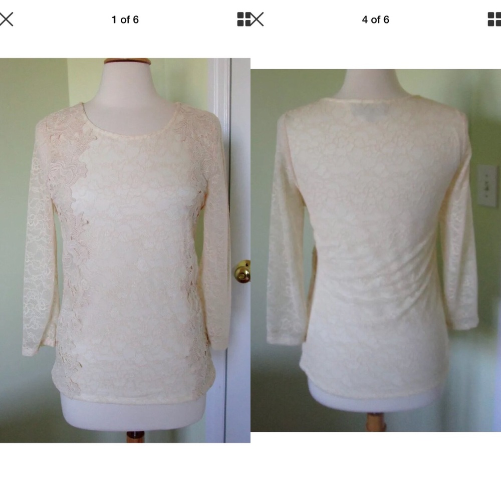 Sunday in Brooklyn Lace 3/4 Sleeve Top Small S